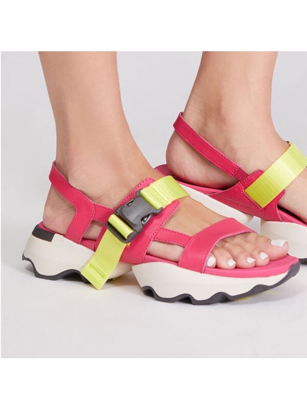 Sorel Hot Pink and Neon Yellow Sport Sandals - Picture 1 of 7